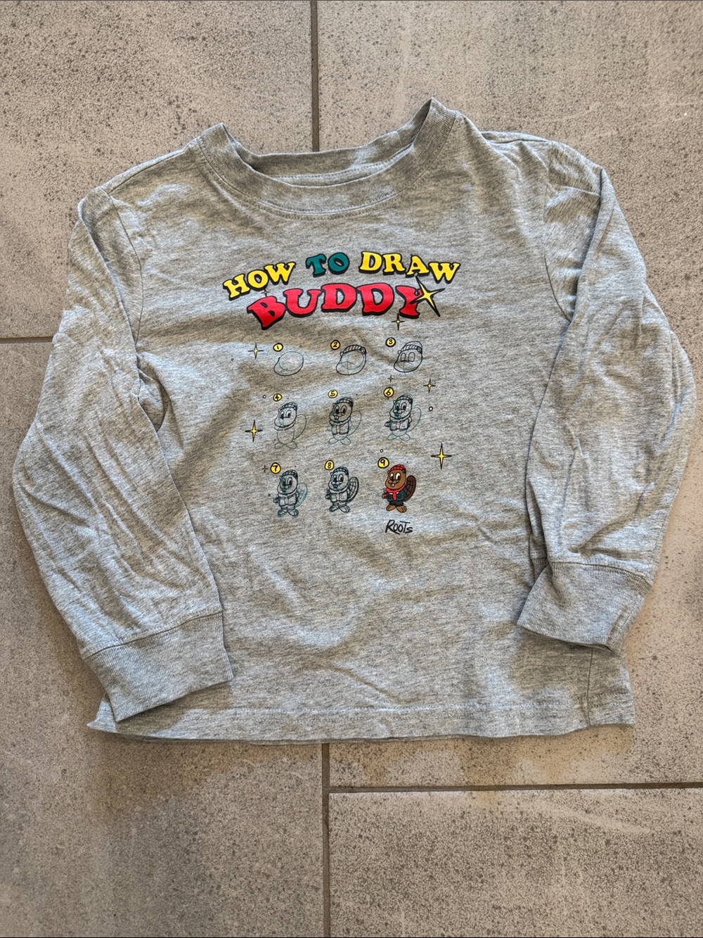 Roots Boys Grey Long Sleeve Tee, Sz 5T